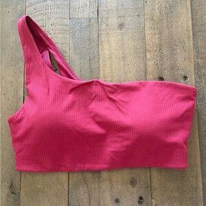 RARE pink Lululemon Nulu one shoulder asymmetrical bra sz 8